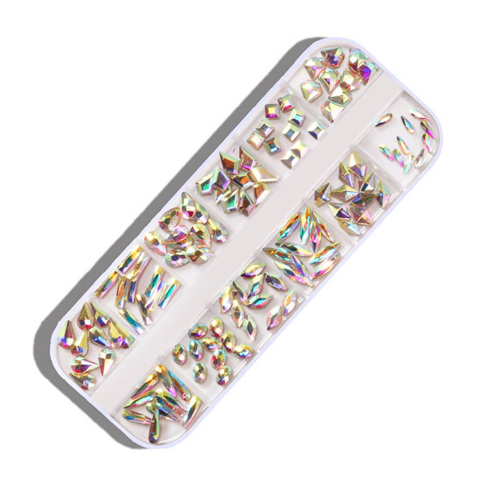 1 комплект, стеклянные стразы для ногтей разных размеров, плоская задняя часть, AB, хрустальные драгоценные камни, карандаш, ручка, 3D украшения для DIY