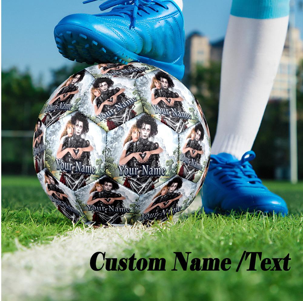 Custom Text Size 5 Soccer Ball, Standard Match Football For OutdoorEdward Scissorhands
