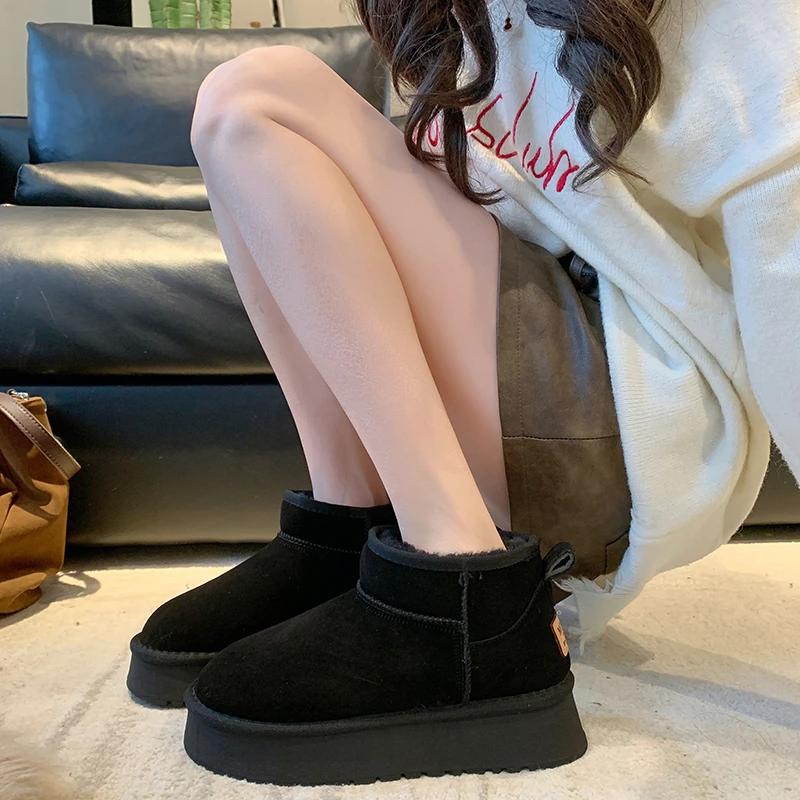 Мода 2024 года, новые классические утолщенные пушистые женские зимние сапоги, удобные теплые ботильоны, женская зимняя обувь, массивные ботинки Mujer