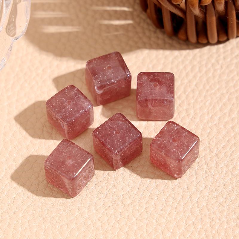 Браслет-аксессуар из полупрозрачных сахарных кубиков - Золотисто-коричневый и нежно-розовый - Для DIY, Много цветов в наличии