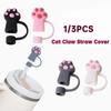 1/3Pcs Dustproof Straw Cover Cartoon Cute Cat Claw Glass Beverage Kitchen Beverage Straw Cover Accessories