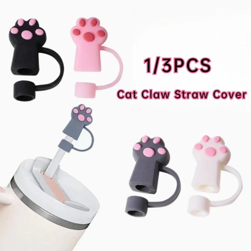 1/3Pcs Dustproof Straw Cover Cartoon Cute Cat Claw Glass Beverage Kitchen Beverage Straw Cover Accessories