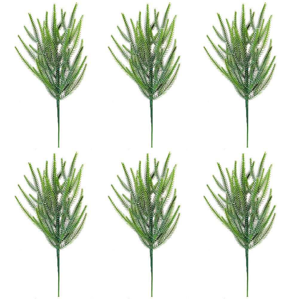 6Pcs Fake Pine Branches with Pine Cones Artificial Cedar Branches Plastic 45cm for Christmas Home Decoration