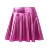 Женская юбка-солнце с высокой талией, блестящая металлическая лакированная искусственная кожа, праздничная юбка, утягивающая универсальная мини-юбка