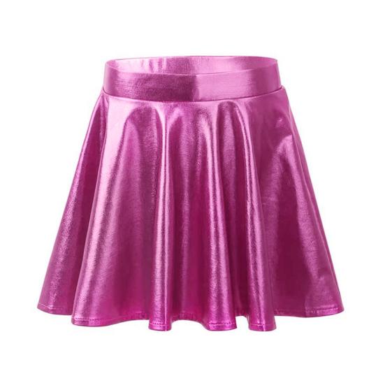 Женская юбка-солнце с высокой талией, блестящая металлическая лакированная искусственная кожа, праздничная юбка, утягивающая универсальная мини-юбка