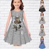 Girls 3D Butterfly Two Cats Dresses Kids Girl Party Sleeveless Princess Dress Tank for Girl Over Four Years
