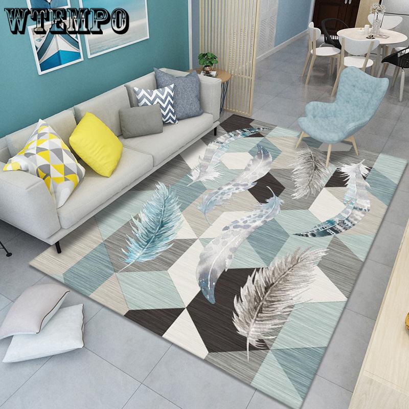 WTEMPO Ковер с принтом перьев для гостиной, большой площади, противоскользящий ковер для спальни, прикроватное одеяло для дома