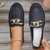 Fashion Spring Autumn New Bean Shoes Female Women Round Head Low Heel Knot Chain Casual Footwear Mother Shoes Lady Loafer