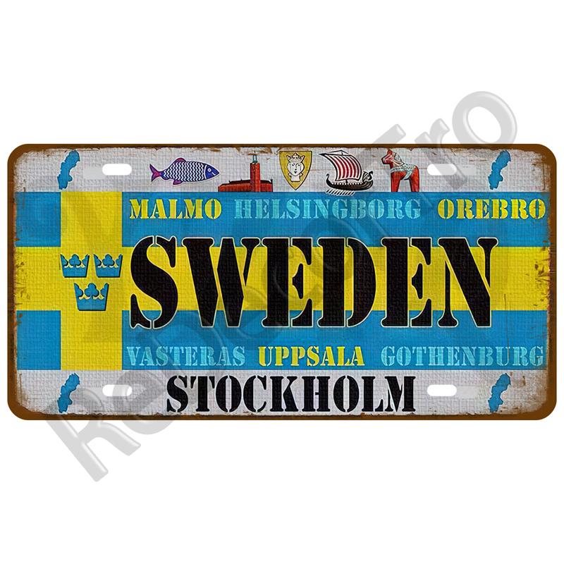 Франция Жестяная табличка Россия Испания Металлическая табличка Германия США Флаг страны Жестяная табличка для стены Домашний ресторан Ремесло Бар Декор