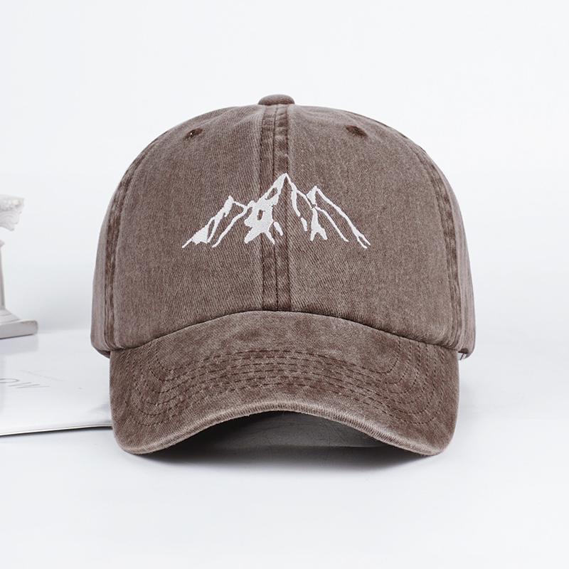 MLFO Embroidered Mountain Washed Baseball Cap Spring Casual Cap Outdoor Sun Hat Fishing Cap Adjustable Unisex
