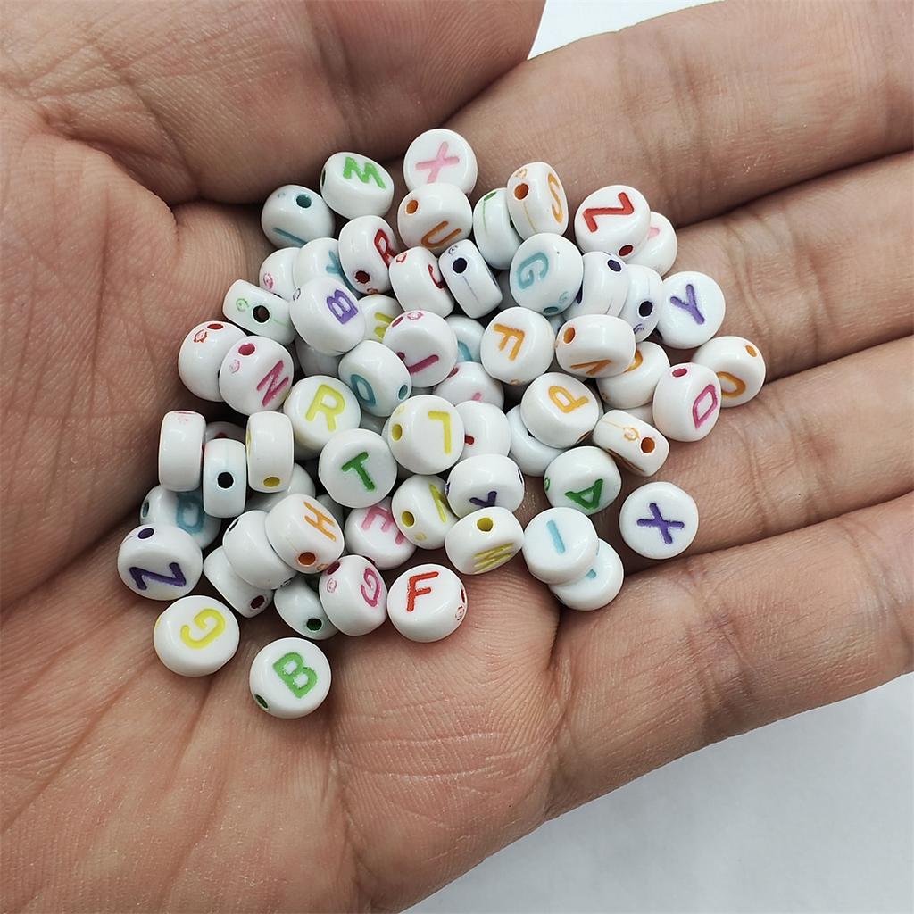 100Pcs Letter Jewelry Accessories Mixed Color Flat Bead Acrylic Loose Beads Square Bead New High-quality