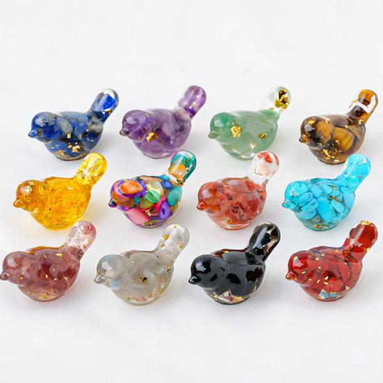 Натуральный камень красочная фигурка птицы позитивная целебная энергия ручная работа искусственный кристалл мини-статуэтка птицы украшение для домашнего офиса настольный орнамент