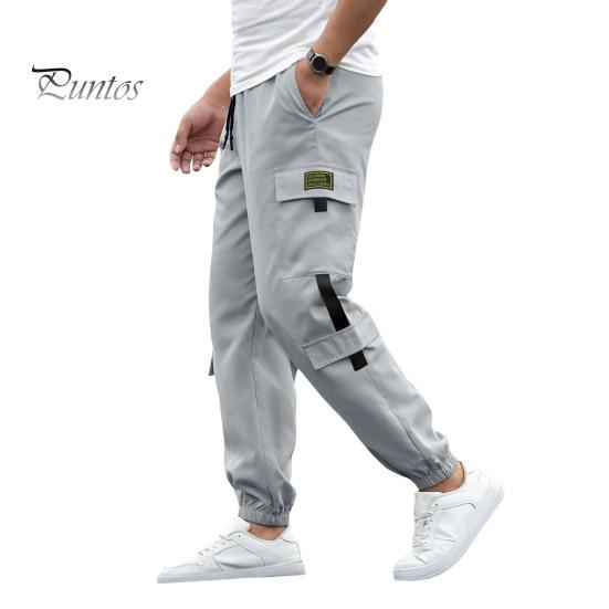 Мужские брюки-карго с несколькими карманами, в уличном стиле, с резинкой на щиколотке, в стиле ретро, с эластичной резинкой на талии для повседневной носки на открытом воздухе и на работе