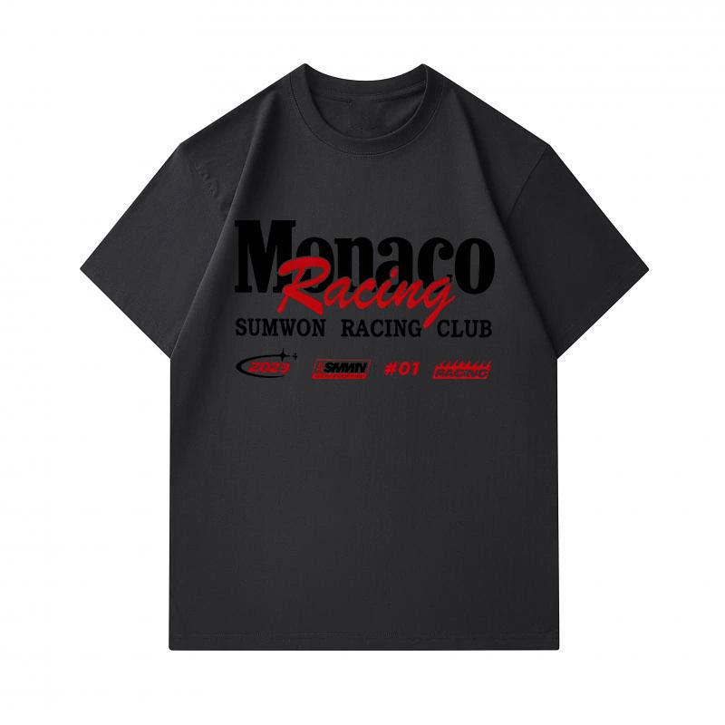 Men's 100% Cotton Crew Neck Short Sleeve T-Shirt, Casual Monaco Racing Club Graphic Printed Summer Comfortable Breathable Tee Top for Daily Sports Wea