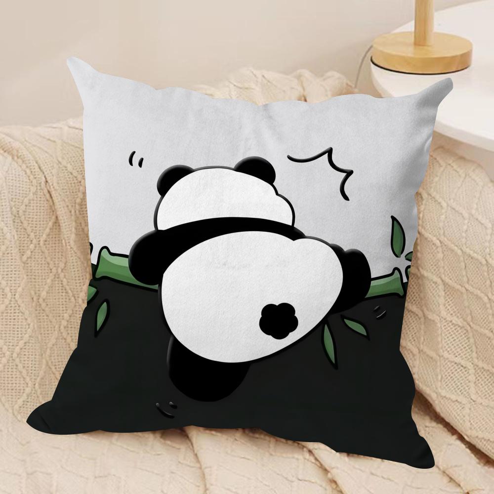 Lovely Panda Cushion Cover Soft Plush Fabric Double-Sided Printed Sofa Cushion Cover For All Seasons Home Decor Gift