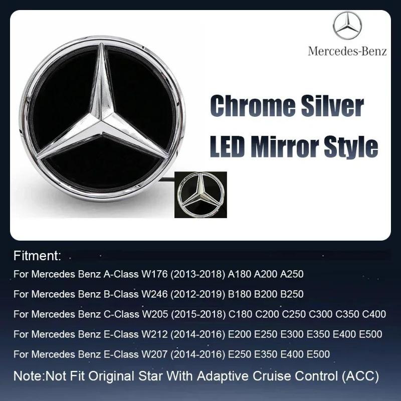 Для Mercedes Benz W176 W246 W205 W212 W207 W217 W251 W166 Серебристо-Черная Эмблема Передняя Решетка Подсвечиваемый Логотип Звезда Значок