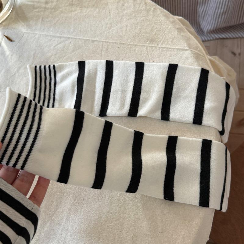 Mulberry, Silk, Cotton, Wool Socks, Winter Striped Boneless Socks, Mid-calf Socks, Striped Socks for Women