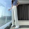 White Ice Silk Suit Pants Women's Summer Loose Wear Women's Clothing Small Lazy Drape Narrow Wide-leg Pants
