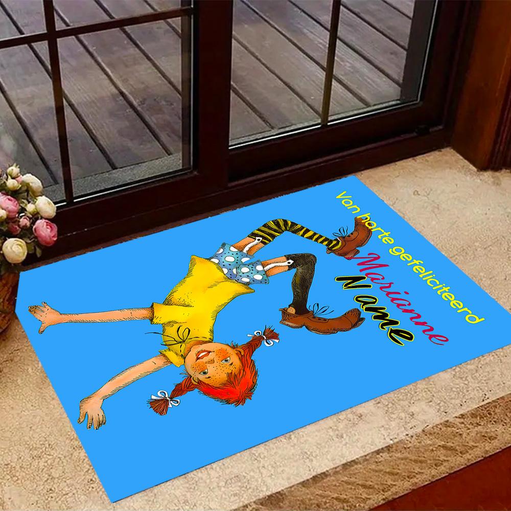 Pippi Monkey Friend. Customized Name Area Rug Suitable for Dormitory Hallway Playrooms Dining Room Anti-slip Rug Office home decor