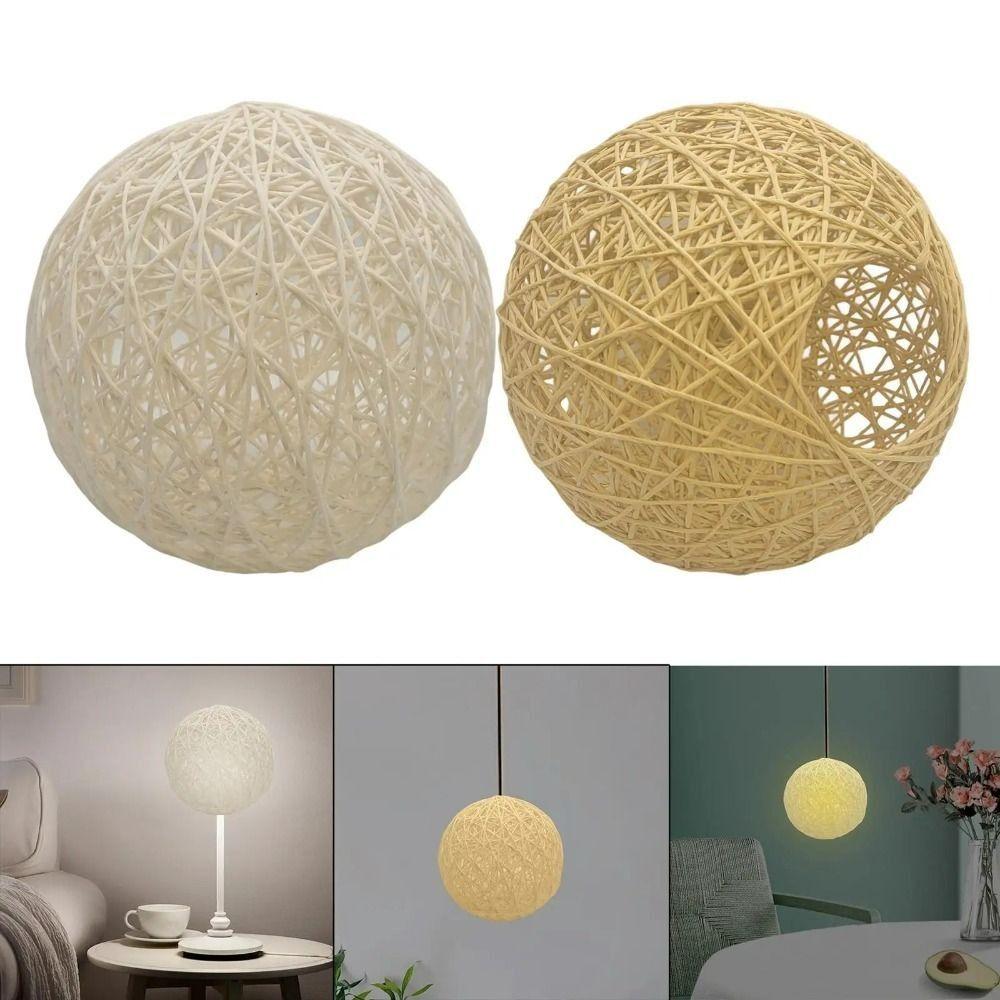 Round Pendant Light Shade Weaving Lamp Cover Lighting Fixture Vine Ball Lampshade  Home