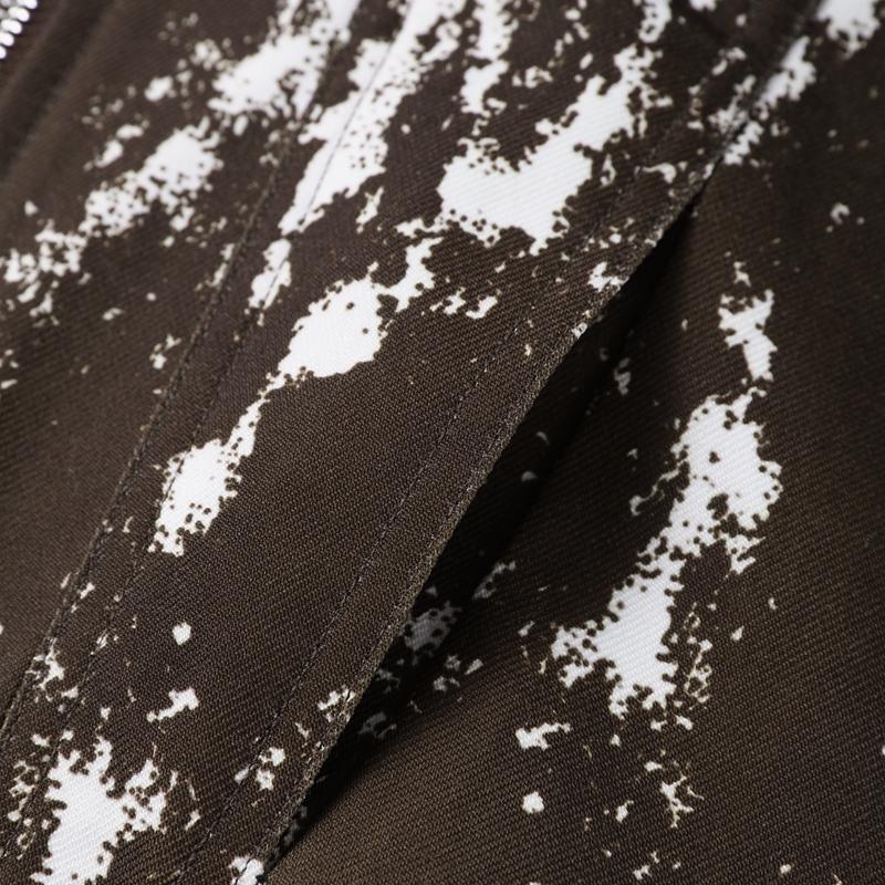 Irregular Printing Zipper Long Sleeved Jacket Women Casual Turndown Collar Short Coat Fashion Street Style 2025 Spring and Summer New