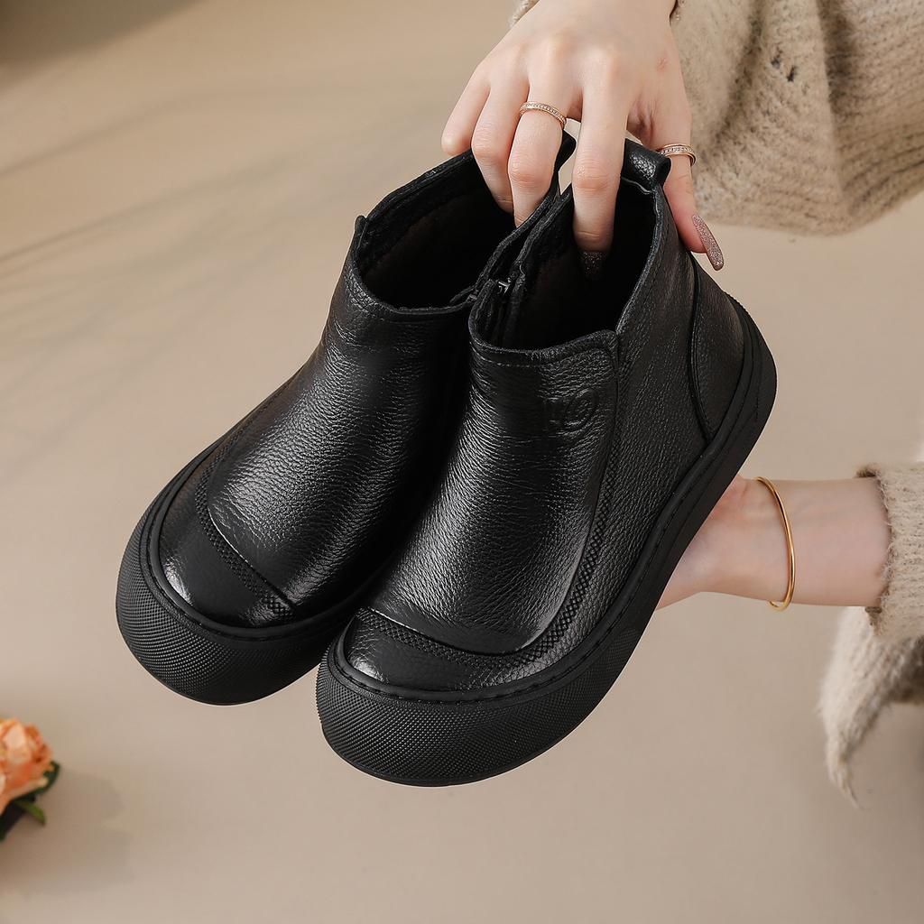 Женские зимние теплые нескользящие ботинки из коровьей кожи большого размера с мягкой подошвой, утепленные подкладкой ботильоны, водонепроницаемые хлопковые ботинки для занятий спортом на открытом воздухе