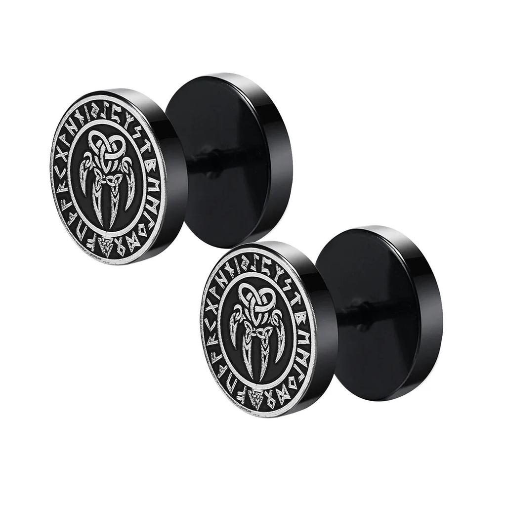 Готические серьги-гвоздики с рунами викингов для мужчин и мальчиков, серьги-гвоздики в стиле рок-панк из нержавеющей стали, валкнут, голова волка, компас, серьги с кельтским узлом