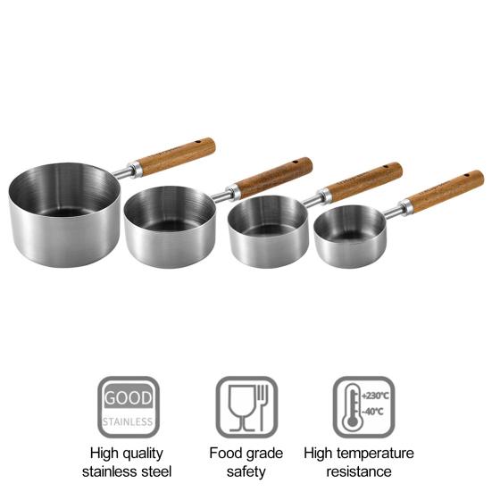 4 шт. мерная ложка с деревянной ручкой пищевой класс без BPA полированная поверхность многоразовый мерный стаканчик набор инструментов для приготовления пищи