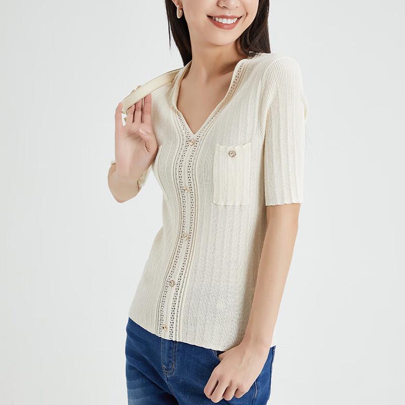 Shetu Women's V-Neck Short-Sleeve Knit Top
