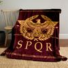 A gold eagle with spread wings, laurel wreath, SPQR inscription below. for all seasons blanket lunch break throw gift