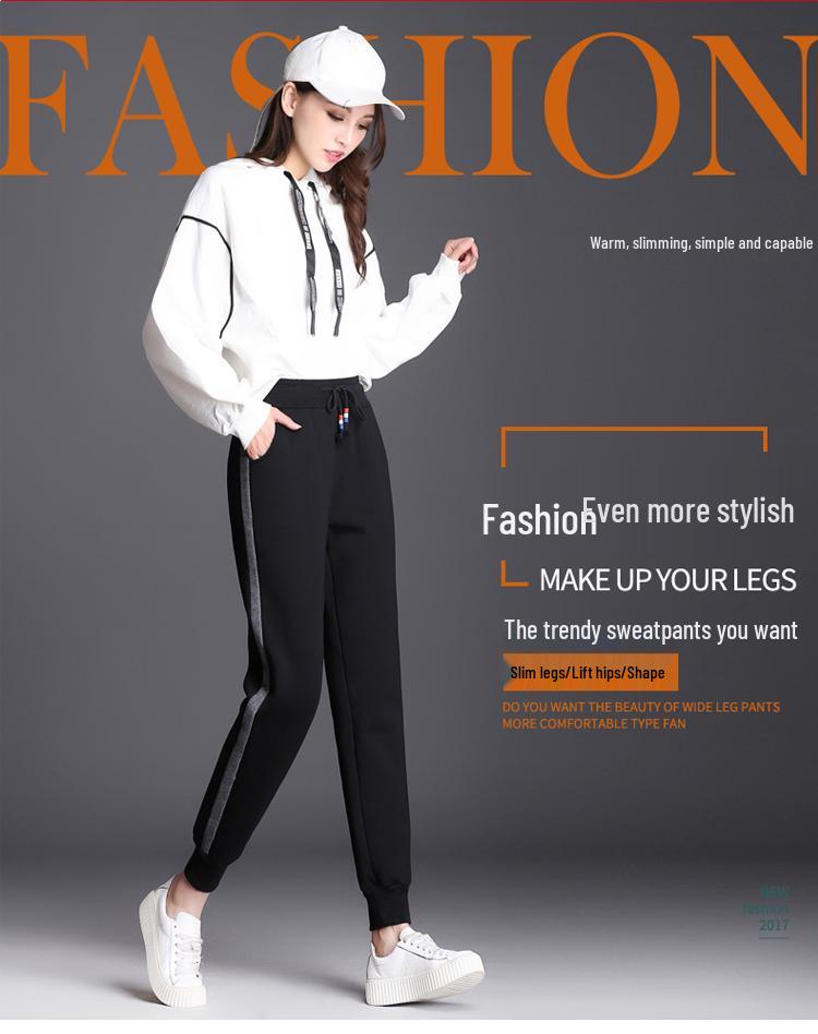 Northeast Women's Plus Size Thick Velvet Cuffed Sweatpants - Fashionable and Versatile for Autumn/Winter