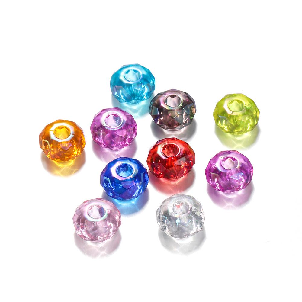 14мм Цветные акриловые DIY бусины - Проставка-абакус с большим отверстием для цепочек для телефона, аксессуаров для волос и ожерелий