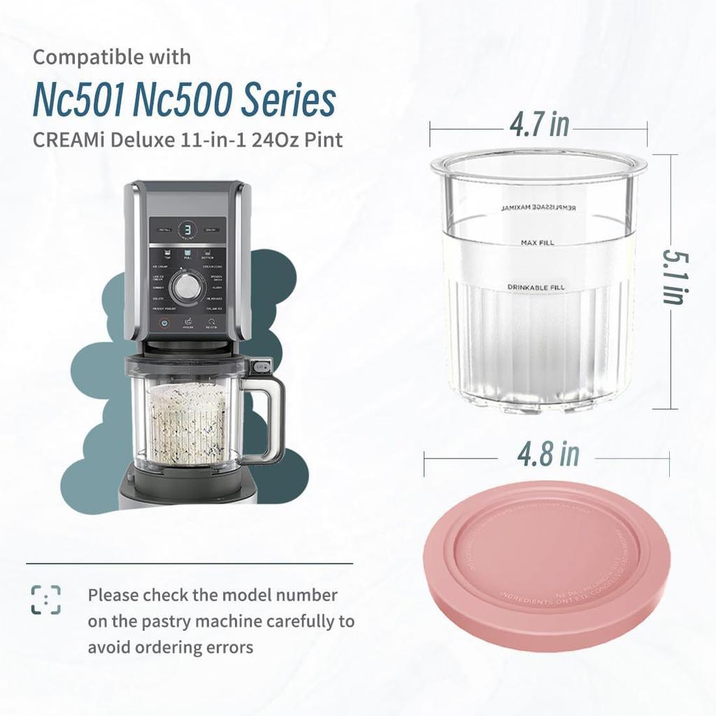 Containers Replacement for Ninja Creami Deluxe Pints Lids Creamy Ice Cream Containers Cups Set Family Size Compatible