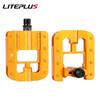 LITEPLUS Folding Bicycle Pedals Foldable Pedals Bicycle Aluminum Alloy Pedals Anti-skid Spikes With Reflector