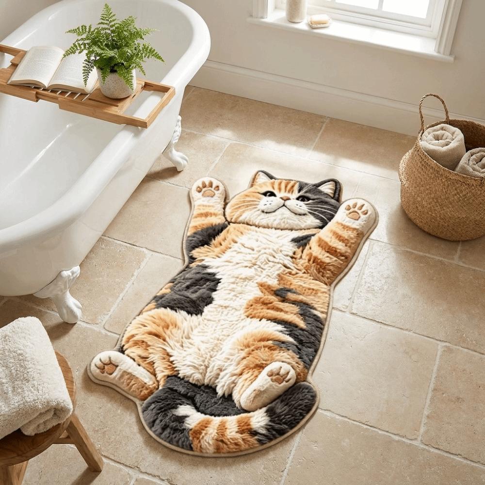 Non-Slip Cat-Shaped Area Rug Anti-fouling Cartoon Carpet Soft Home Decor Carpet Bedrooms