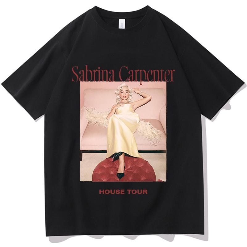 Sabrina Carpenter House Tour Tshirt Graphic Printing Fashion Tees High Quality Cotton Oneck Teeshirt Female Short Sleeve Tops