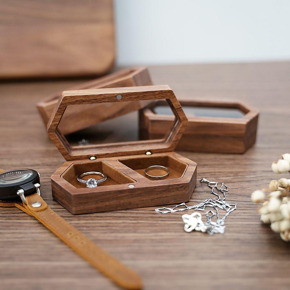 Engagement Ceremony Earrings Organizer Wooden Storage Box Ring Box Presentation Box Ring Bearer Box