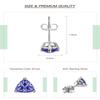2 Pair Tanzanite Stud Earrings Rectangle Triangle 925 Sterling Silver Earring Jewelry Sets
