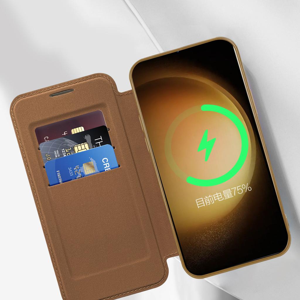 Магнитный чехол для Samsung Galaxy S23+ Совместимый с MagSafe, ПУ кожа+ТПУ Блокирующий RFID откидной чехол для телефона