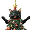 Christmas Cat In Christmas Tree Acrylic Hanging Ornament 2D Flat Car Rearview Mirror Charm Holiday Gifts for Cat Lovers