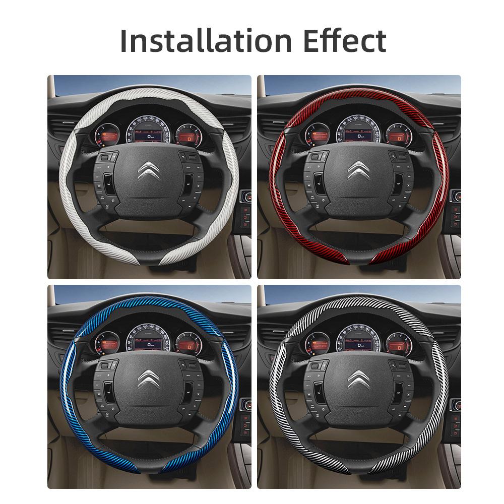 Подходит для Citroen Рулевое колесо с текстурой под карбон, Сегментированный дизайн с быстрой фиксацией, Прочные черные аксессуары для моделей, таких как C3, C