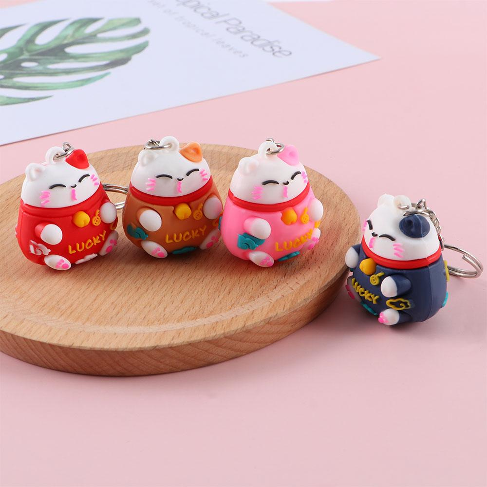 Three-dimensional Phone Accessory Cartoon Key Ring Car Keyring Lucky Cat Keychain Bag Pendant