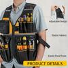Adjustable Electrical Tool Vest -Durable Multi-Pocket Storage Bag for Handyman, Carpenter Work Vest with Zip Pocket, Electrical Tools for Electricians