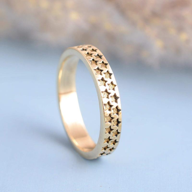 Star Gold Band Ring for Women Handmade Tarnish Free Brass Band  Ring