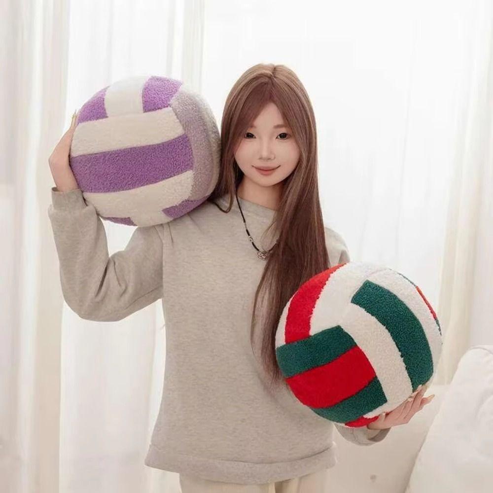 Ball Shape Volleyball Throw Pillow Stuffed Volleyball Plush Toy Kids Playing Supplies