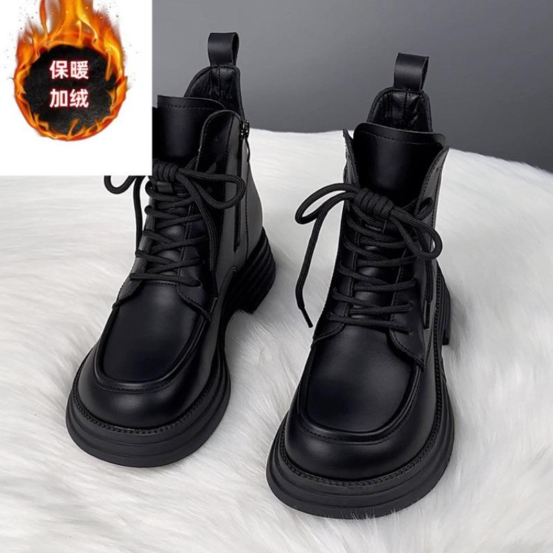 Женские ботинки Мартин новые осенне-зимние на толстой подошве бархатные черные короткие ботинки женские универсальные одинарные ботинки