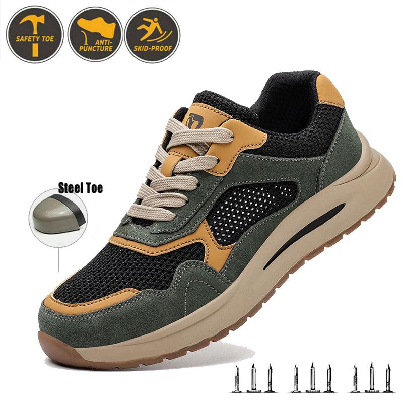 Breathable Safety Shoes For Men Steel Toe Work Boots For Men Puncture-Proof Indestructible Security Shoes For Exploitation Site