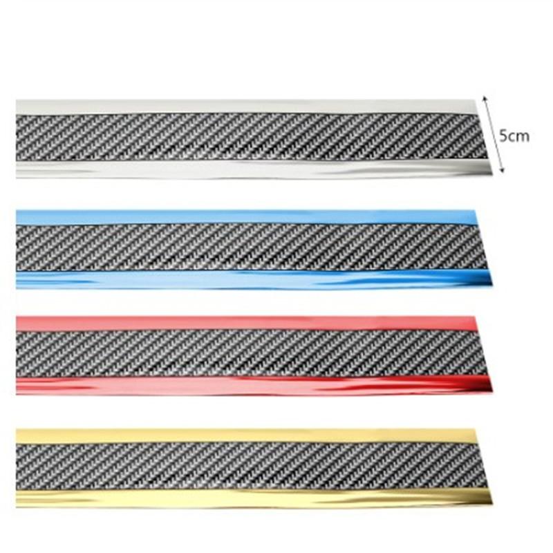 Automobile Door Strip 3PC Bumper Carbon Fiber Pattern Universal Modification Pedal Anti-Collision Door Edge Protector Sticker Anti-Stepping Trim