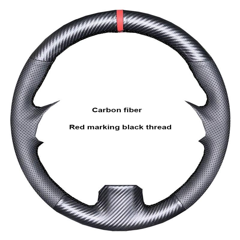 TQ014Custom Carbon Fiber Leather Car Steering Wheel Cover For Ford Focus 2 2005-2011 (3-Spoke) Anti-Slip Fix Worn OEM Wheel