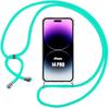 Case - E.F.CONNECTION - for iPhone 14 Pro - Shockproof Silicone - Transparent - Turquoise Lanyard